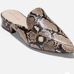 Size 10 1/2 B Cole Haan snakeskin slides